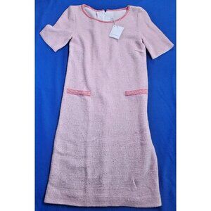 Amina Rubinacci Tweed Dress Size 40 Made In Italy Short Sleeve Pockets NEW NWT